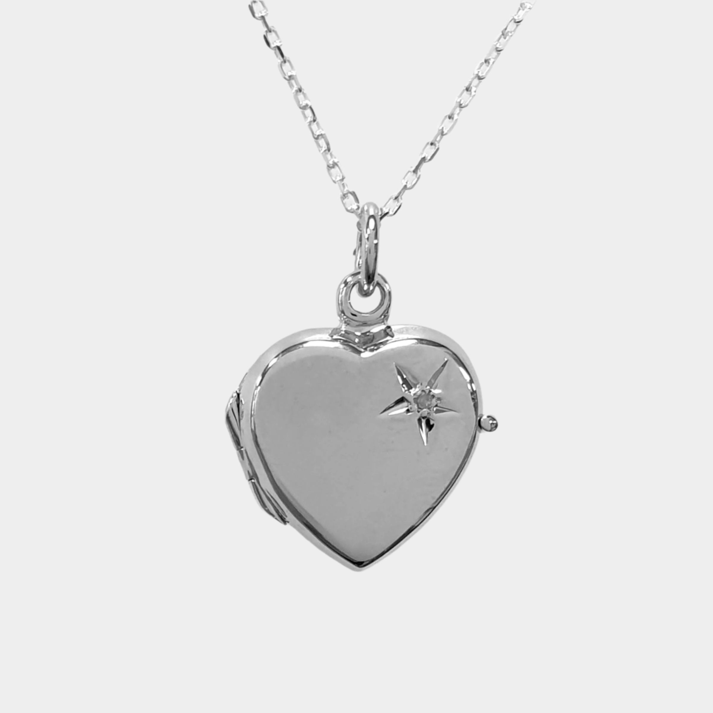 Heart locket with White Diamond inset – The Locket Shop